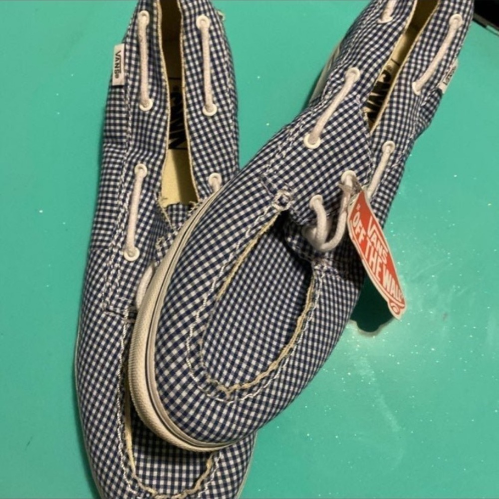 Blue and White Gingham Vans